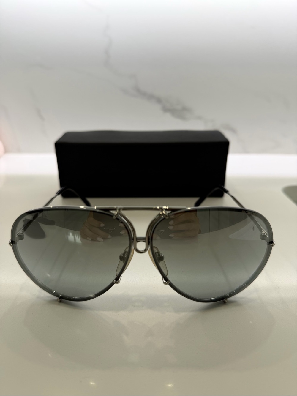 Porsche Design Aviator Sunglasses with Gray Gradient Lenses